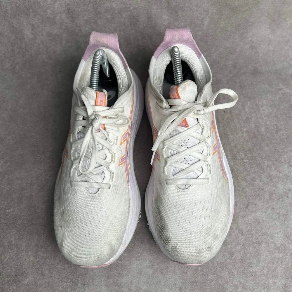 Asics Gel-Nimbus 25 Womens Running Shoes White Orchid Papaya 1012B753 Size 8.5